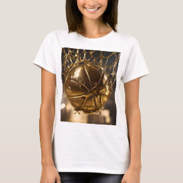 Goldener Sieg: Netball in einem glänzenden Netz ge T-Shirt