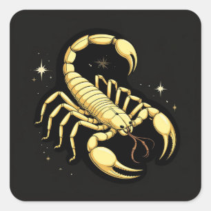 Goldener Skorpion Zodiac 🖼️ Ornamentale Astrologi Quadratischer Aufkleber