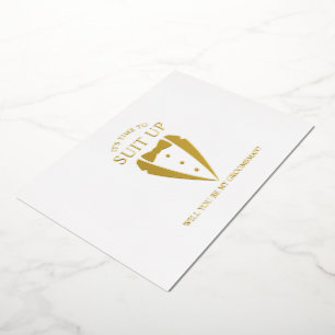 Goldener Smoking-Anzug Personalisierter Vorschlag Folieneinladung