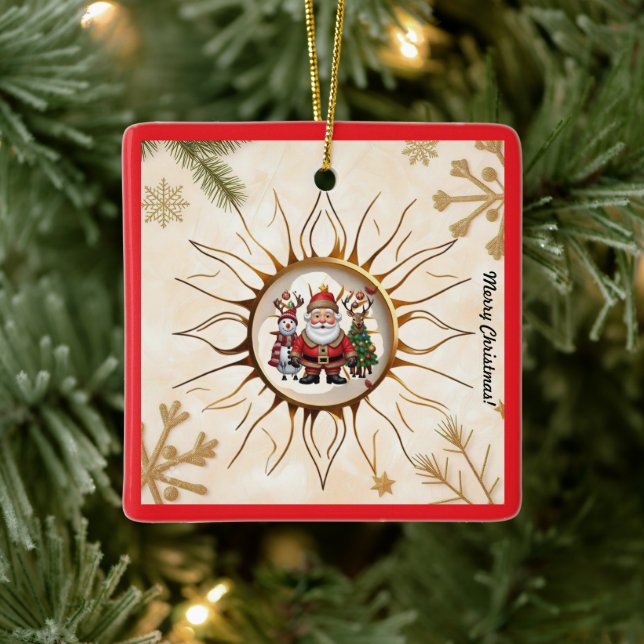 "Goldener Sonnenaufgang" Keramikornament (Baum)
