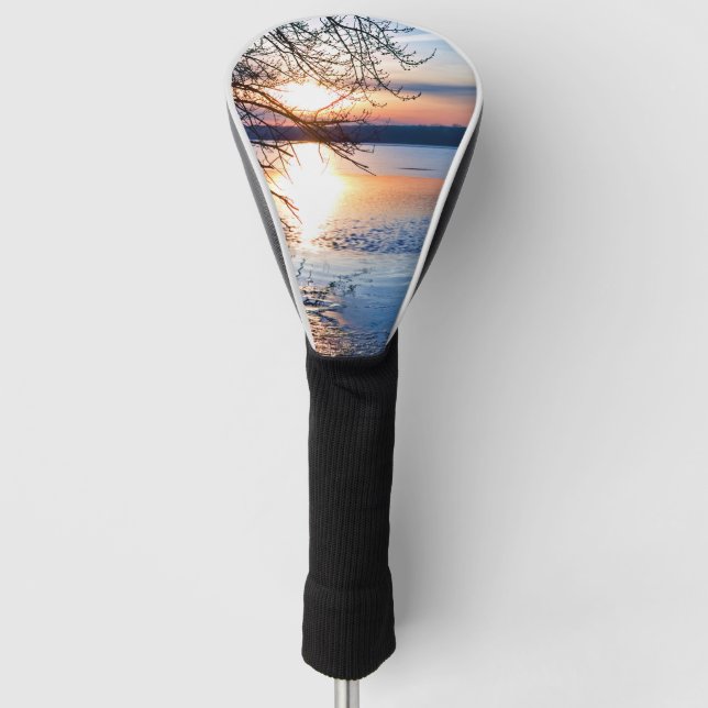 Goldener Sonnenaufgang über Seenlandschaft Fotogra Golf Headcover (Vorderseite)