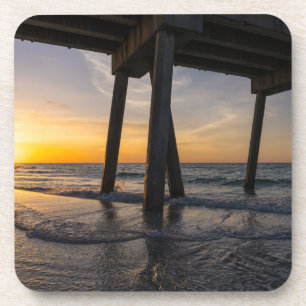Goldener Sonnenaufgang Unter Pensacola Pier Unters Getränkeuntersetzer