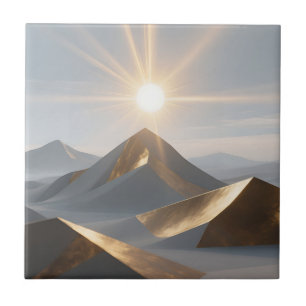 Goldener Sonnenaufgang Wüsten Gipfel Fliese