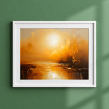Goldener Sonnenuntergang Abstrakte Landschaft Wand