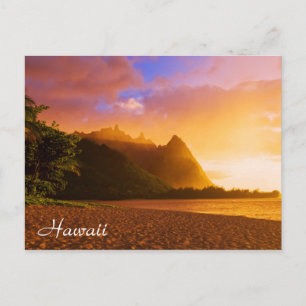 Goldener Sonnenuntergang am Strand, Hawaii Postkarte