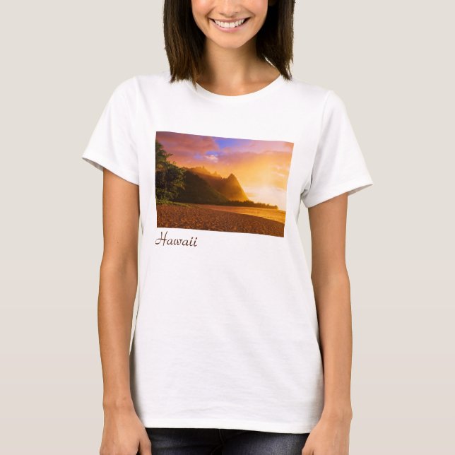 Goldener Sonnenuntergang am Strand, Hawaii T-Shirt (Vorderseite)