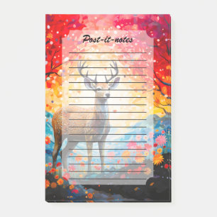 Goldener Sonnenuntergang Floral Herbst Wald Hirsch Post-it Klebezettel