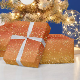 Goldener Sonnenuntergang Gemustert Orange Glitter  Geschenkpapier