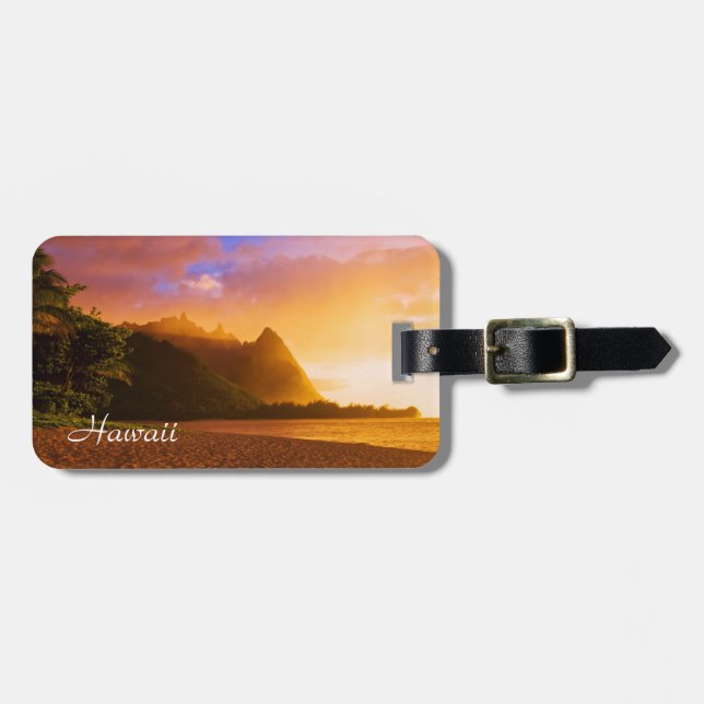Goldener Sonnenuntergang, Hawaii Gepäckanhänger (Vorderseite horizontal)