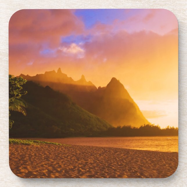 Goldener Sonnenuntergang, Hawaii Untersetzer (Vorderseite)