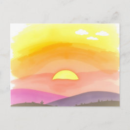 Goldener Sonnenuntergang Horizont Landschaftspostk Postkarte