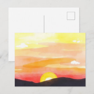 Goldener Sonnenuntergang Horizont Landschaftspostk Postkarte