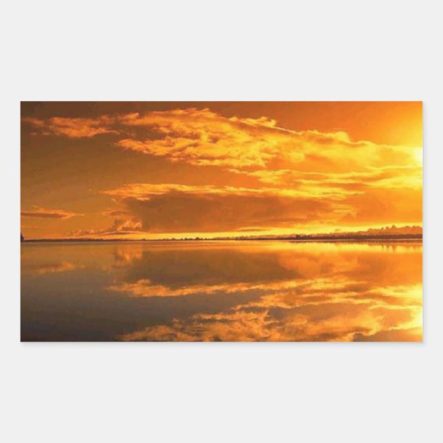 Goldener Sonnenuntergang Rechteckiger Aufkleber (Vorderseite)