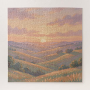 Goldener Sonnenuntergang Rollende Hügel Pastell-La