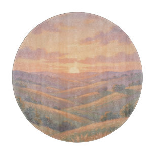 Goldener Sonnenuntergang Rollende Hügel Pastell-La Schneidebrett
