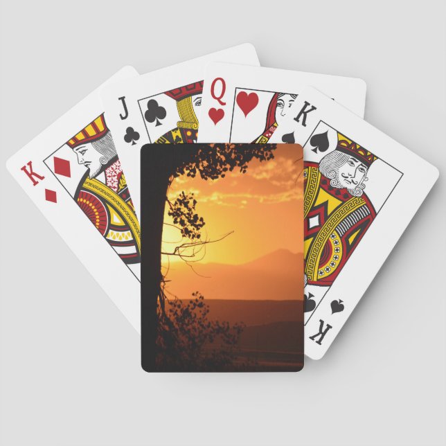 Goldener Sonnenuntergang Spielkarten (Rückseite)