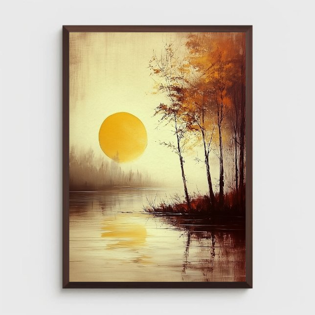 Goldener Sonnenuntergang über dem ruhigen See mit  Poster (Von Creator hochgeladen)