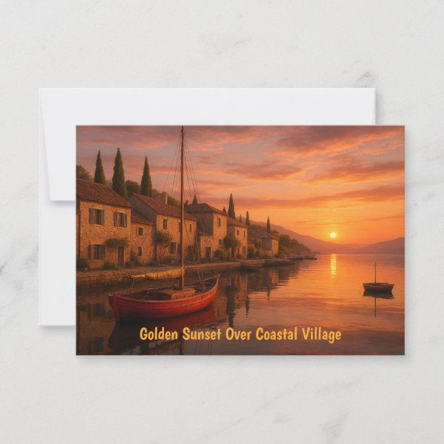 Goldener Sonnenuntergang über der Küstenstadt (Vorderseite)