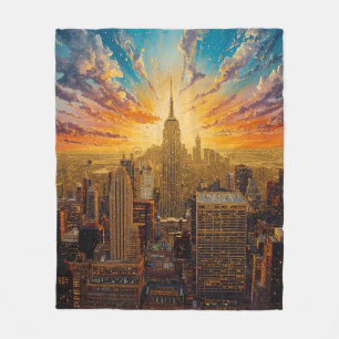Goldener Sonnenuntergang über der Skyline von New Fleecedecke