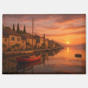 Goldener Sonnenuntergang über Küstendorf Magnet