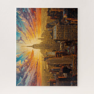 Goldener Sonnenuntergang über New York City Skylin