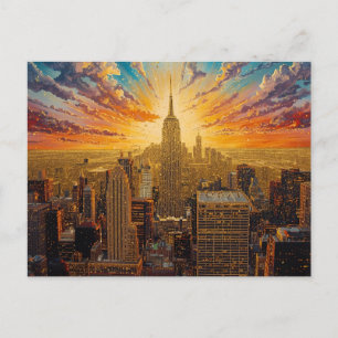 Goldener Sonnenuntergang über New York City Skylin Postkarte
