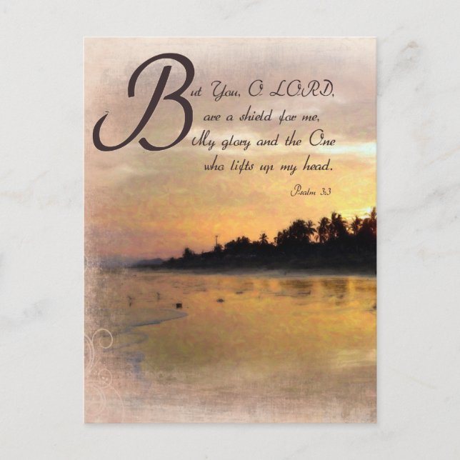 Goldener Sonnenuntergang und Psalmen / Geschenkgut Postkarte (Vorderseite)