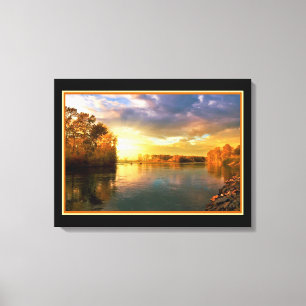 Goldener Sonniger Fluss Leinwanddruck