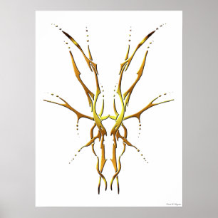 Goldener Stammeshirschschädel-Jagdmotiventwurf Poster