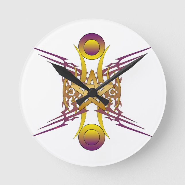 Goldener Star Runde Wanduhr (Vorderseite)