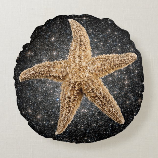 Goldener Star Rundes Kissen (Vorderseite)