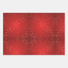 Goldener Stern mit rotem Hintergrund Geschenkpapier Set