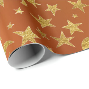 Goldener Stern-Mond-Himmel-metallische Geschenkpapier