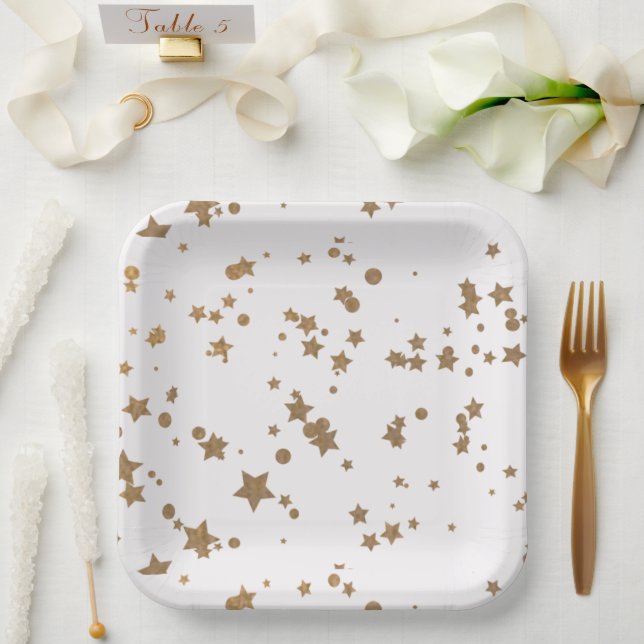 Goldener Stern Pappteller (Hochzeit)