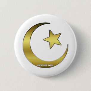 Goldener Stern und Halbmond Button