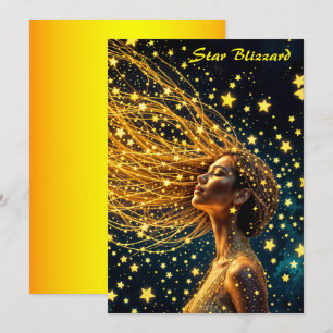 Goldener Sternenhimmel in der Mode Schönheitsmädch Einladung