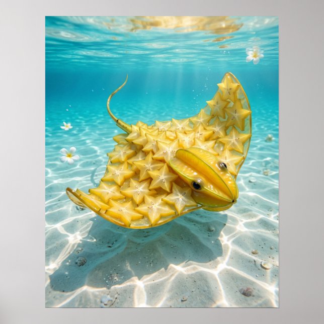 Goldener Sternfrucht-Stachelrochen  Poster (Vorne)