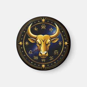 Goldener Stier innerhalb eines kreisförmigen Zodia Magnet