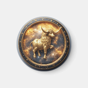 Goldener Stier innerhalb eines kreisförmigen Zodia Magnet