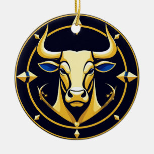Goldener Stier Stier im kosmischen Tierkreis Keramik Ornament