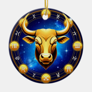Goldener Stier Stier im kosmischen Tierkreis Keramik Ornament