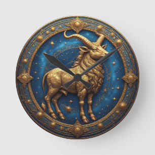 Goldener Stier Stier im kosmischen Tierkreis Runde Wanduhr
