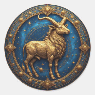 Goldener Stier Stier im kosmischen Tierkreis Runder Aufkleber