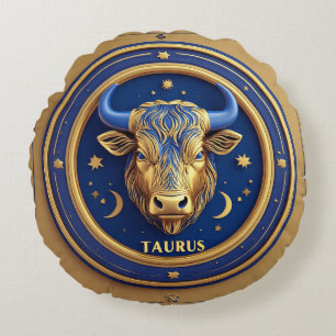 Goldener Stier Stier im kosmischen Tierkreis Rundes Kissen