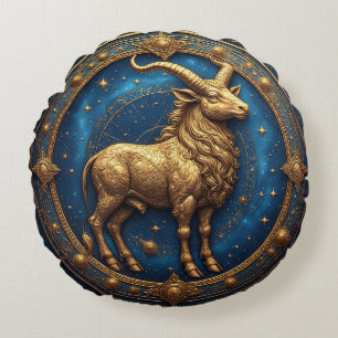 Goldener Stier Stier im kosmischen Tierkreis Rundes Kissen