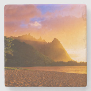 Goldener Strandsonnenuntergang, Hawaii Steinuntersetzer