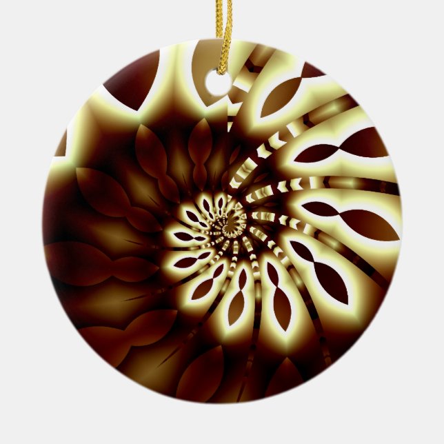 Goldener Strudel-runde Verzierung Keramik Ornament (Vorne)