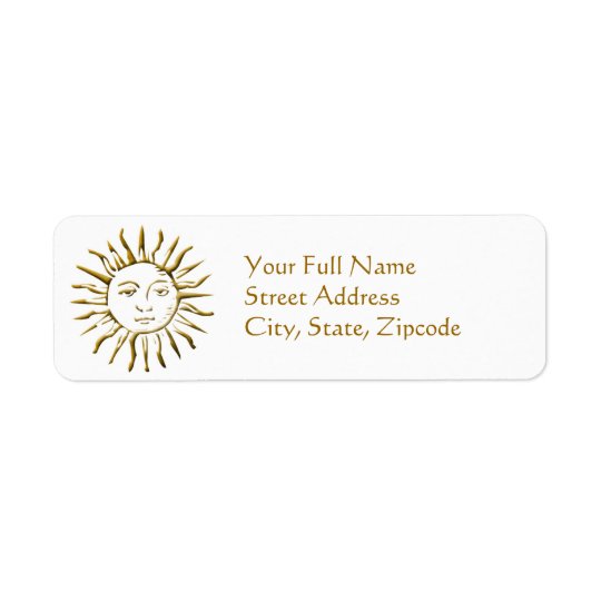 Goldener Sun-Adressen-Rückkehr-Aufkleber