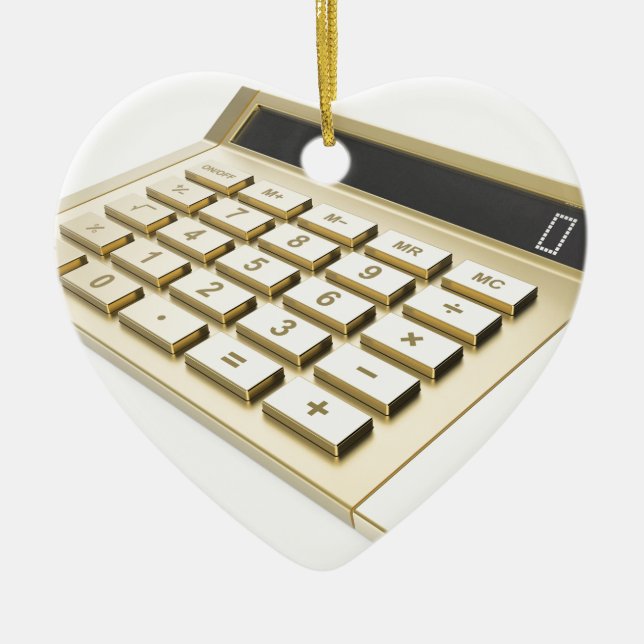 Goldener Taschenrechner Keramik Ornament (Vorne)