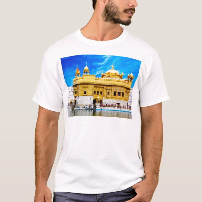 GOLDENER TEMPEL-BLAUER HIMMEL-HINTERGRUND AMRITSAR T-Shirt (Vorderseite)